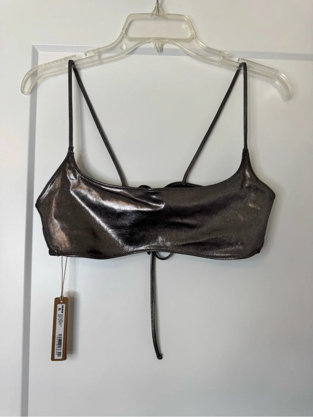 SKIMS Metallic Micro Scoop Bikini Top